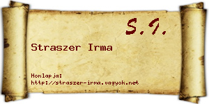 Straszer Irma névjegykártya